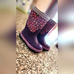 🌼 Girls Purple Floral Preschool Stomper Bogs 🌼